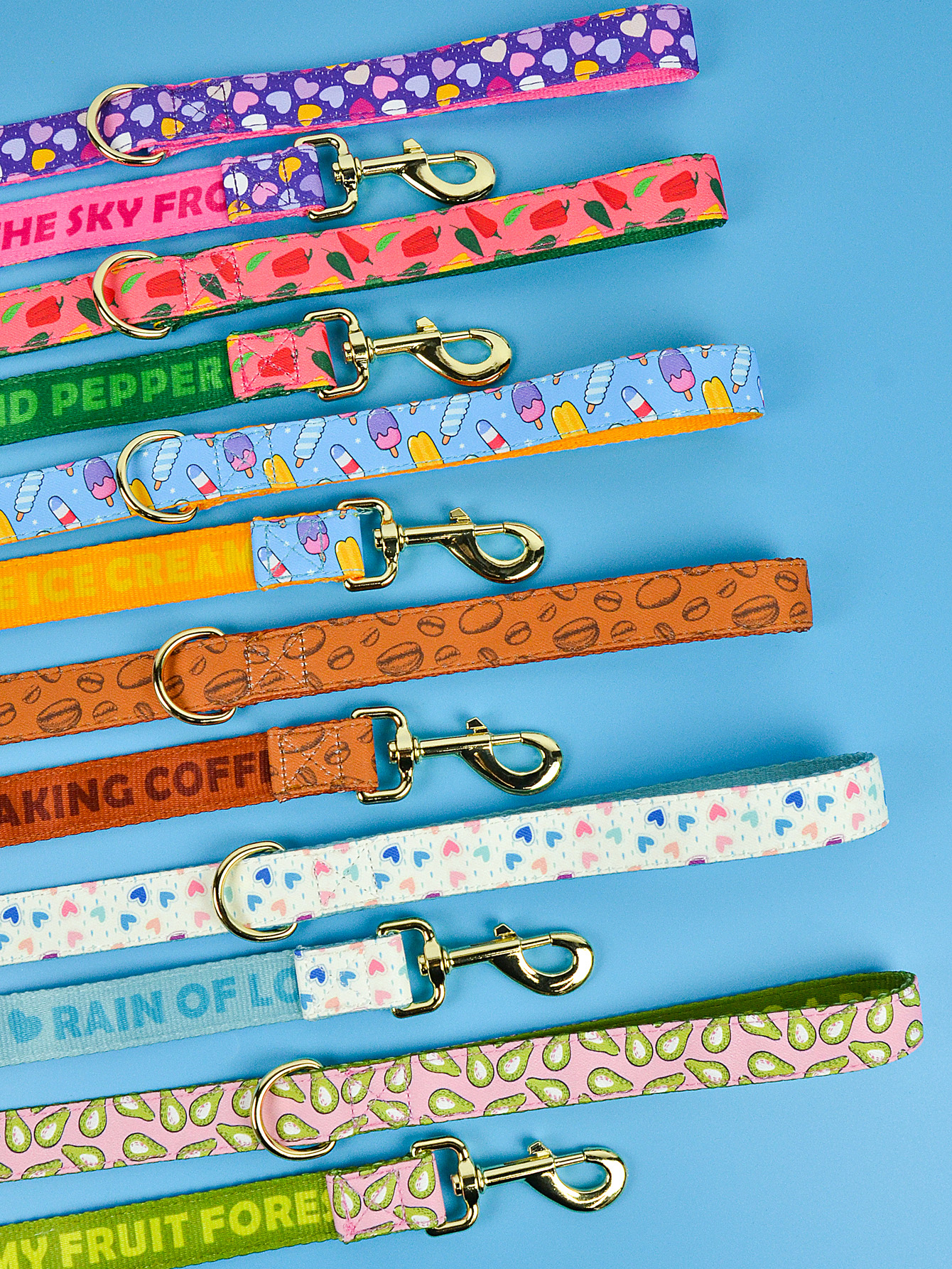 跨境新款夏季双面印刷宠物牵引绳 狗猫用品 可爱节日礼物牵引 吊坠 宠物出行必备