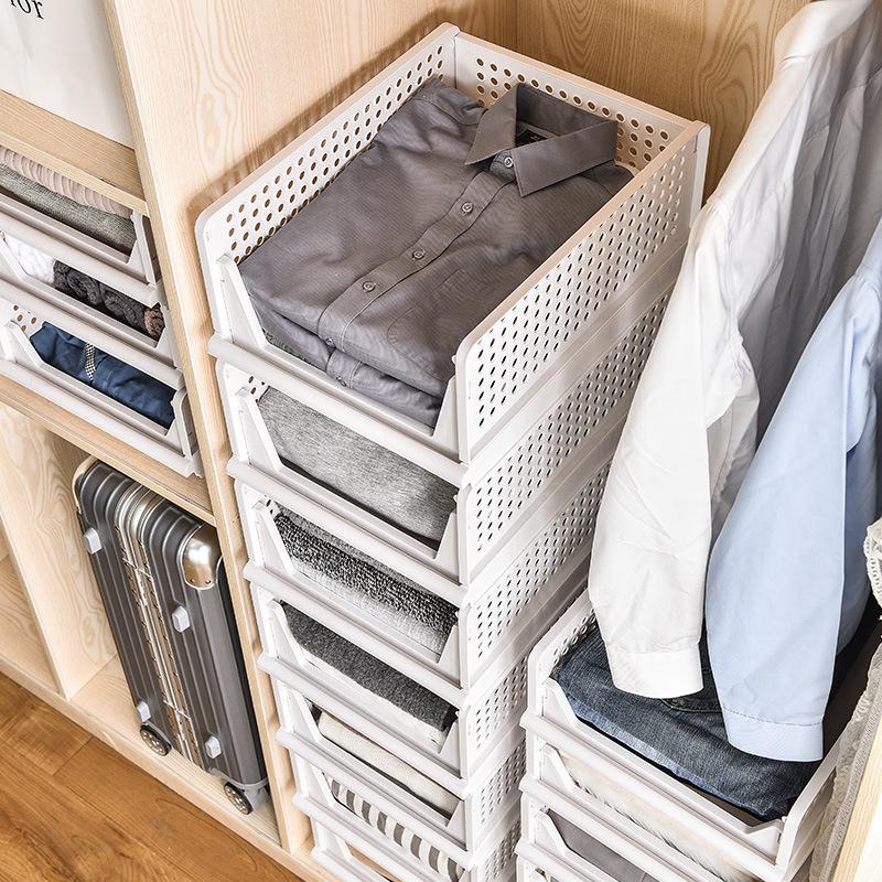 stackable wardrobe storage box layered partition clothes storage basket bedroom wardrobe storage drawer storage artifact Specification drawing