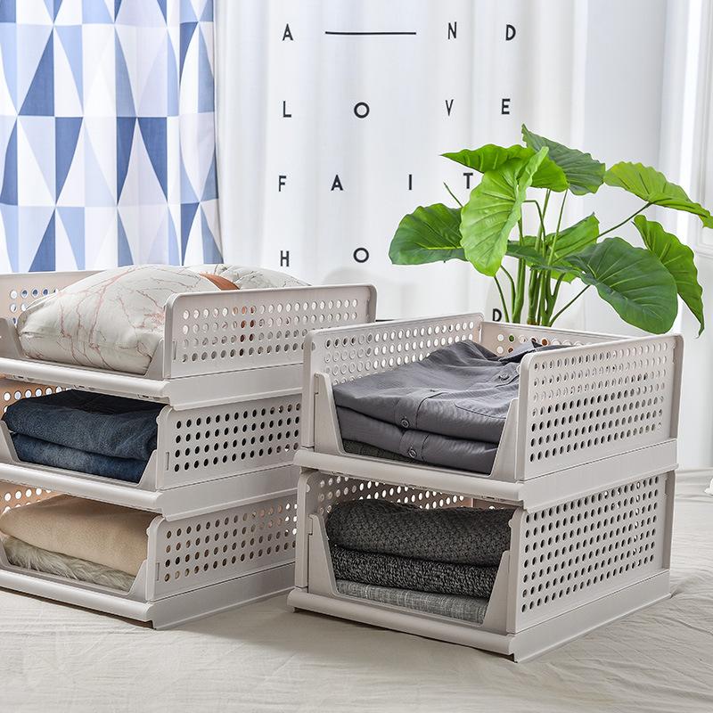 stackable wardrobe storage box layered partition clothes storage basket bedroom wardrobe storage drawer storage artifact details Picture