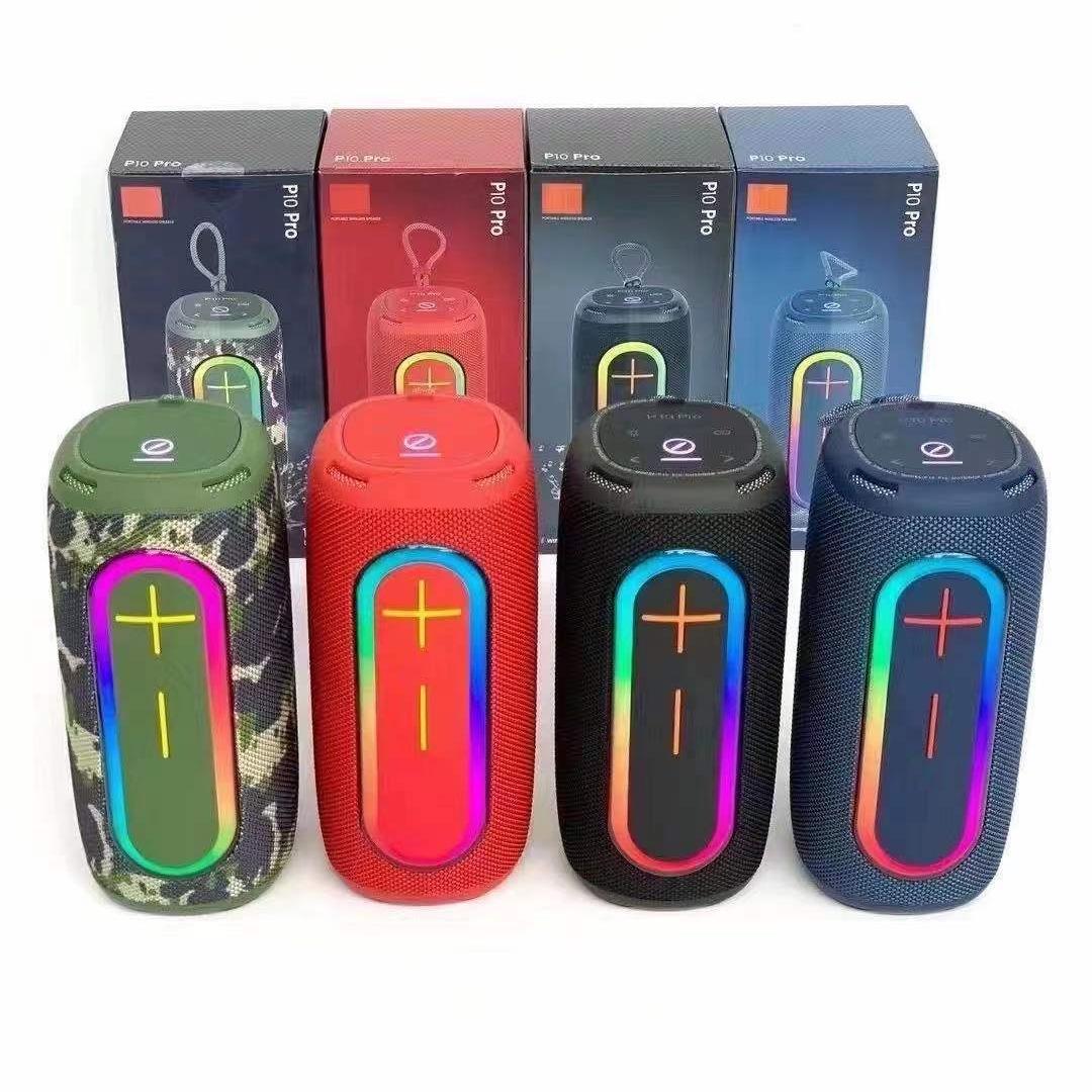 new p10 pro portable wireless bluetooth speaker high power war drum outdoor rgb color light player full figure