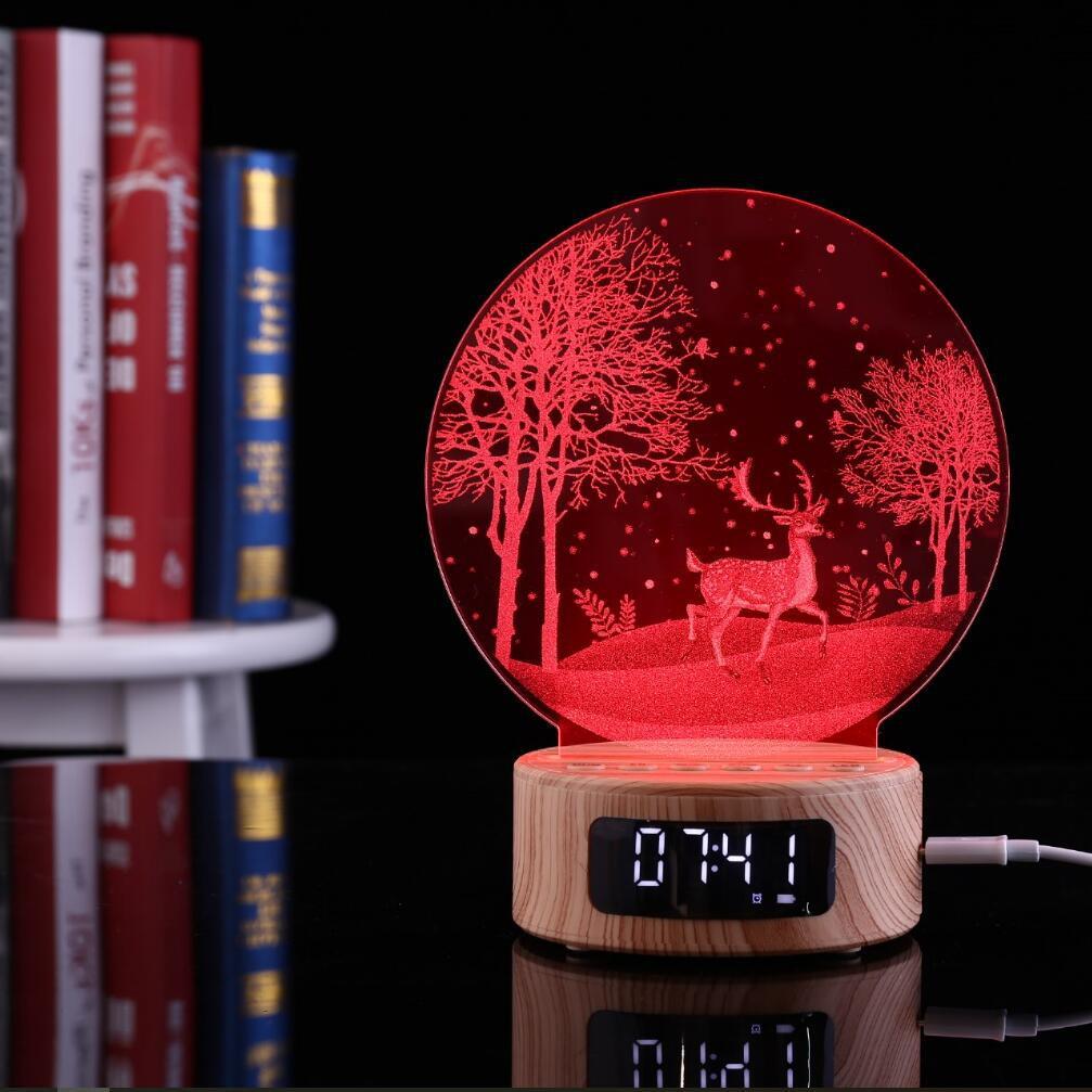 foreign trade exclusive for leftover stock clearance 3d lamp speaker inner carving acrylic plate bluetooth speaker gift customization Item Picture