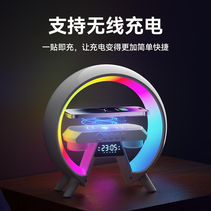 Cross-Border Hot New Big G6 Colorful Bedside with Clock Light Multifunctional Bluetooth Speaker Wireless Charger Bluetooth Speaker details Picture