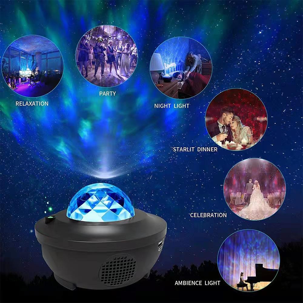 Cross-Border Creative Night Light Gift USB Laser Voice Control Bluetooth Speaker Gift Led Bedside Atmosphere Projection details Picture