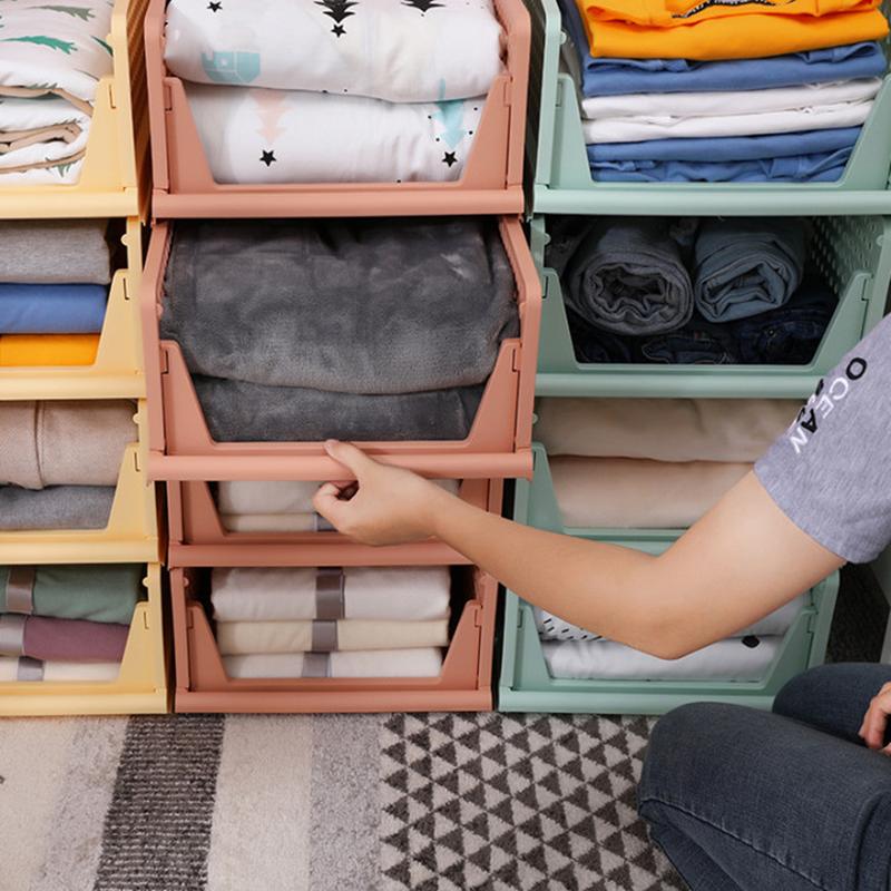 stackable wardrobe storage box layered partition clothes storage basket bedroom wardrobe storage drawer storage artifact Application Scenario