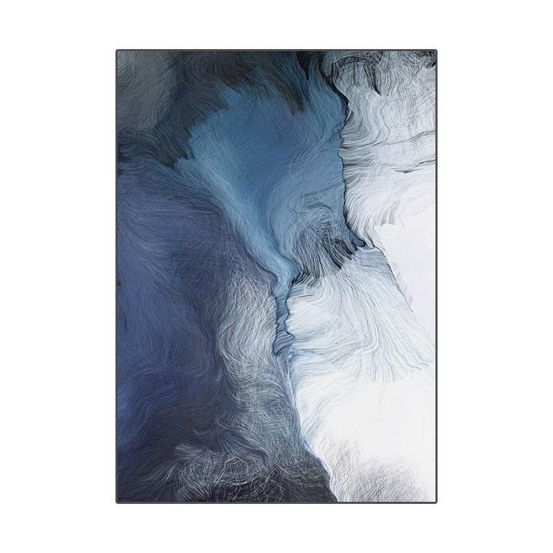 蓝色抽象画入户玄关装饰画现代轻奢壁画客厅沙发背景墙挂画落地画酒店房间手绘油画详情1