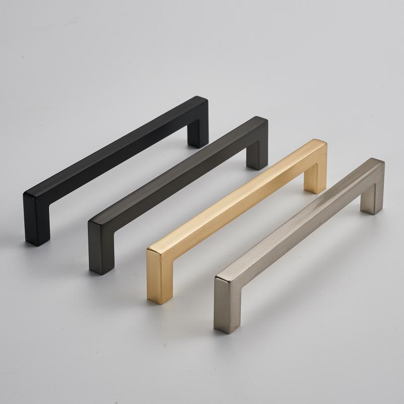 ocali modern minimalist cabinet wardrobe chest of drawer door zinc alloy handle furniture hardware black gold handle details Picture