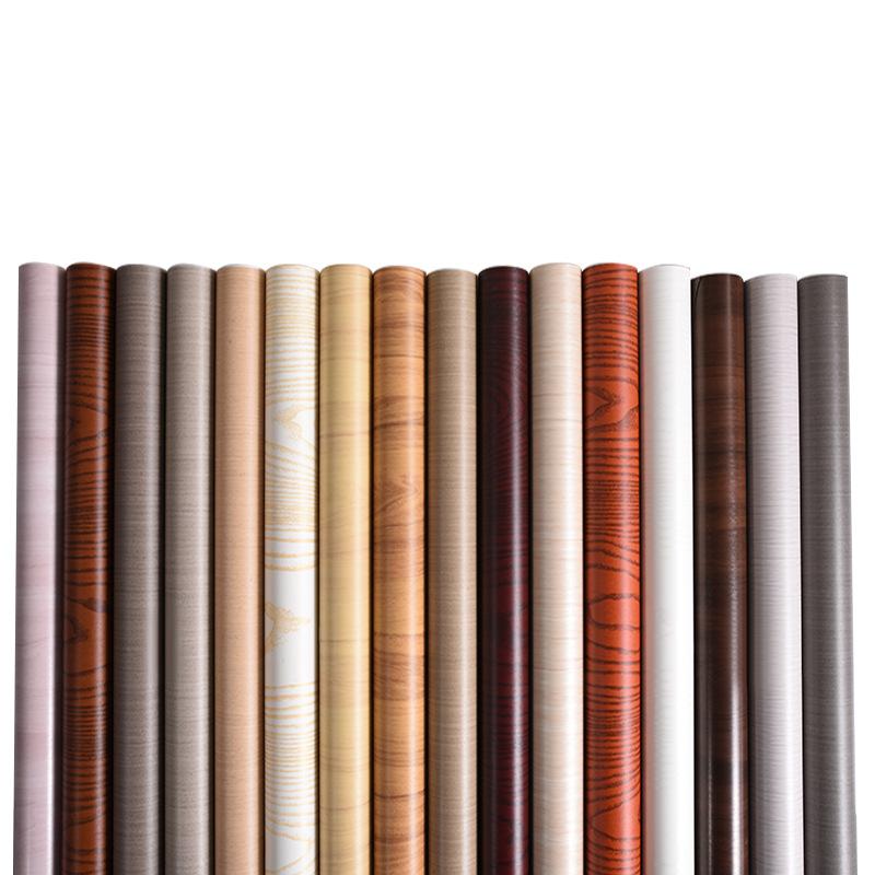 thickened wood grain sticker self-adhesive wallpaper furniture renovation wardrobe cabinet door aluminum plate density plate exhibition hall waterproof moisture-proof Item Picture