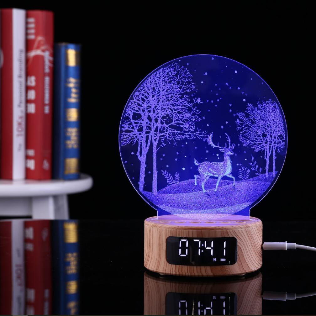 foreign trade exclusive for leftover stock clearance 3d lamp speaker inner carving acrylic plate bluetooth speaker gift customization details Picture