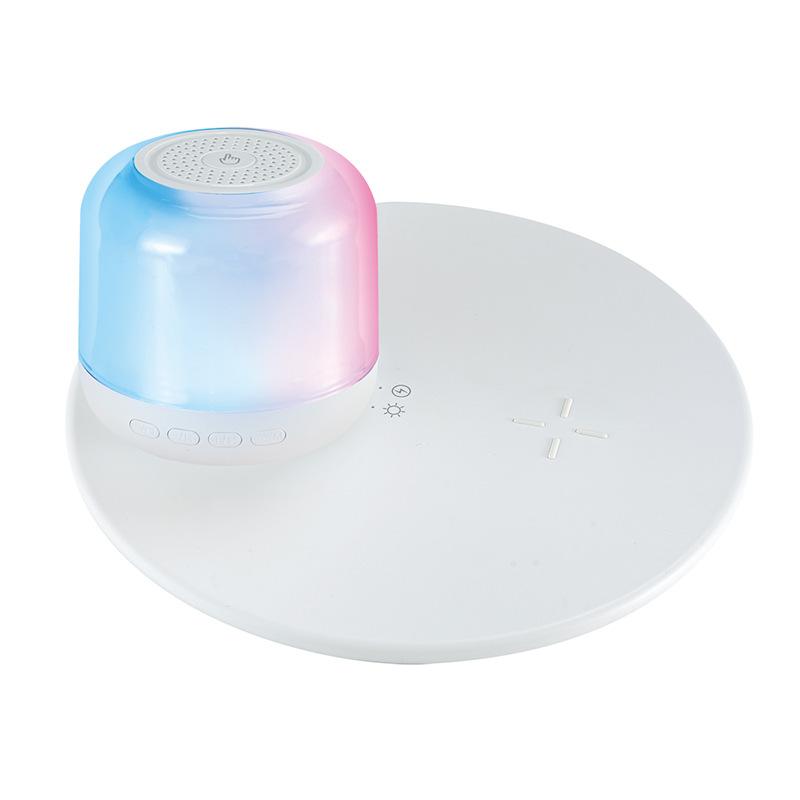 15w wireless charging bluetooth speaker with led seven-color ambience light two-in-one wireless charger multifunctional lamp audio Application Scenario