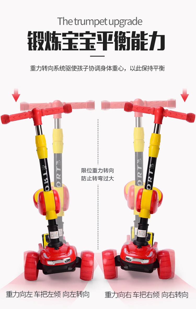 厂家销售儿童滑板车3-12岁免安装折叠米高车男女孩玩具三轮滑行车详情5