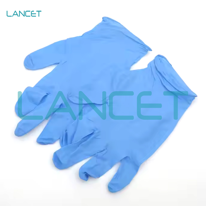 蓝色丁腈手套英文一次性nitrile gloves美容染发牙科医疗出口加厚详情3