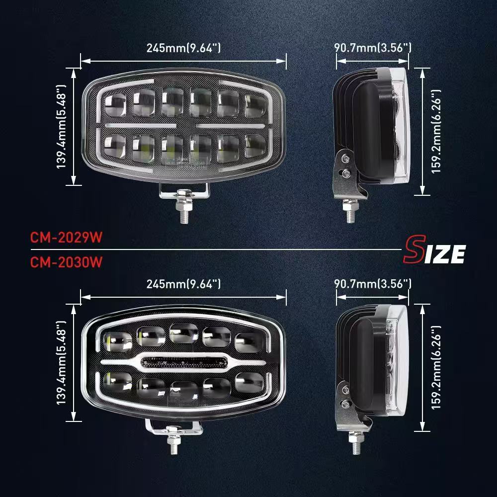 Truck LED work light, 10-inch overhead light, 60W rectangular headlamp, fog lamp, new European truck light Application Scenario