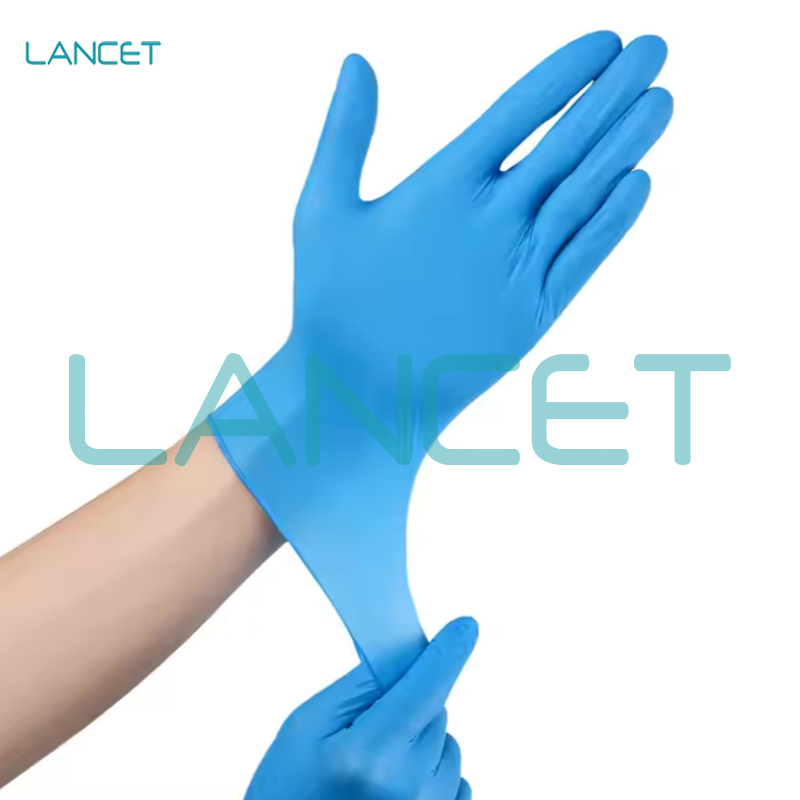 蓝色丁腈手套英文一次性nitrile gloves美容染发牙科医疗出口加厚详情2