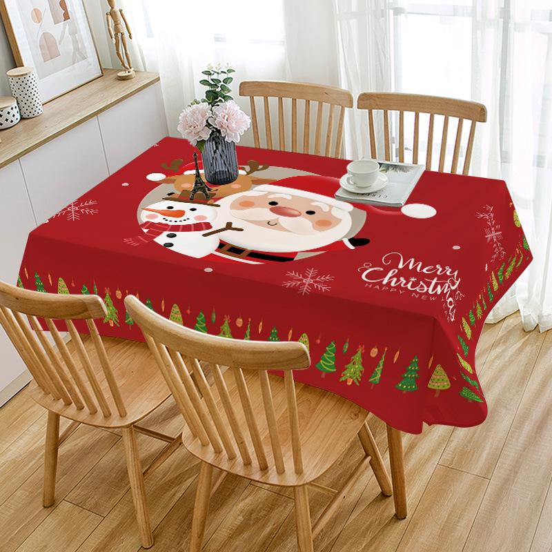 cross-border hot selling new christmas tablecloth christmas cartoon cotton linen tablecloth washable christmas waterproof table cloth square details Picture