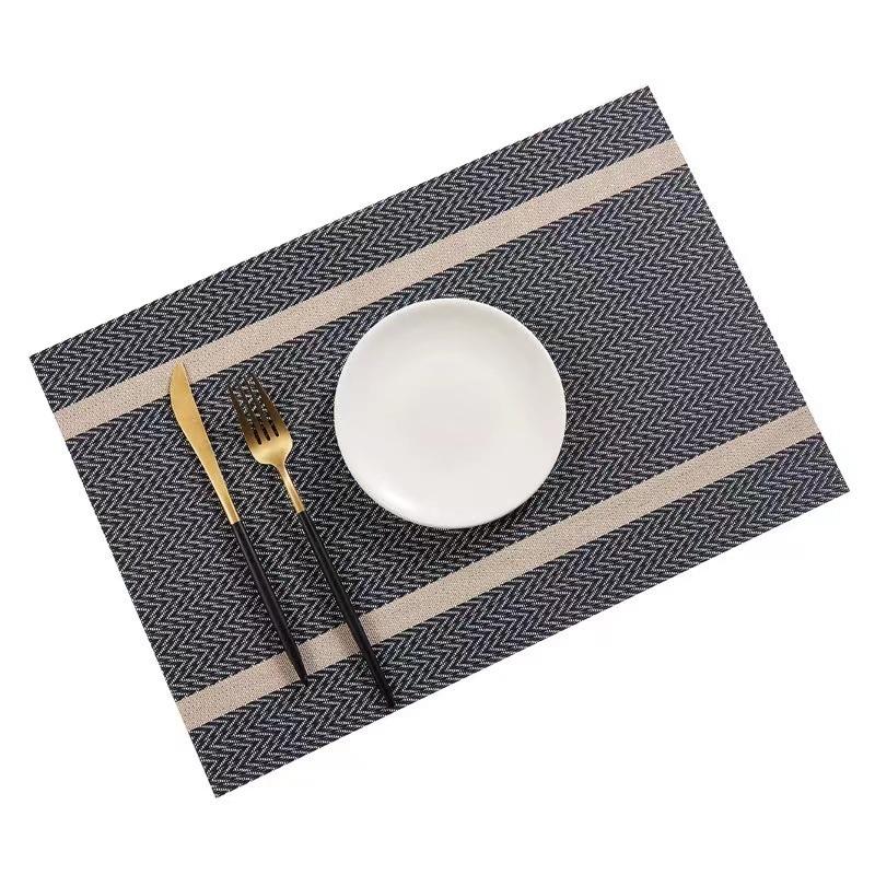 gold silk two horizontal strips heat proof mat non-slip and oilproof placemat western-style dining table table cloth coaster high quality placemat cross-border wholesale Item Picture