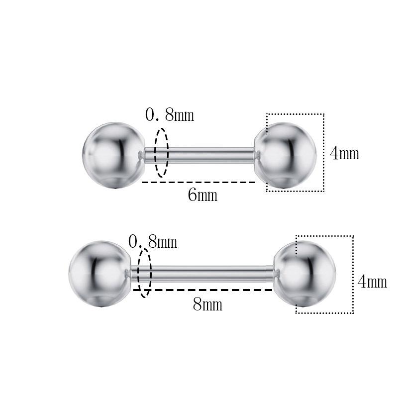 nightclub boy stainless steel ear bone nail ear rings mini twist ball plated steel ball earrings thin needle piercing jewelry Specification drawing