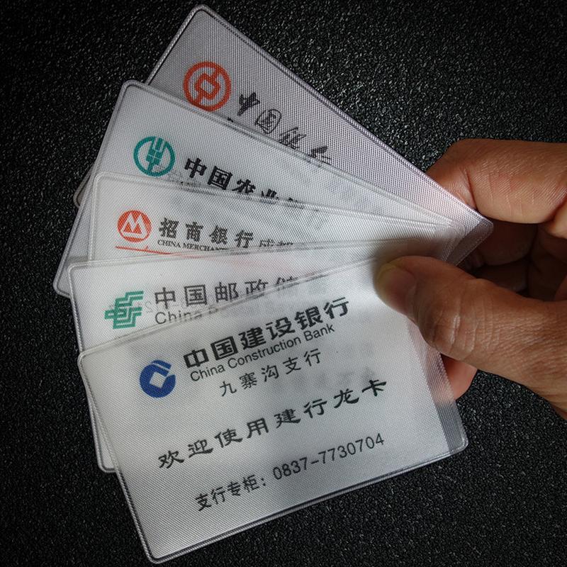 orderable printing logo card case bank card holder transparent cloth pattern frosted pvc id card holder