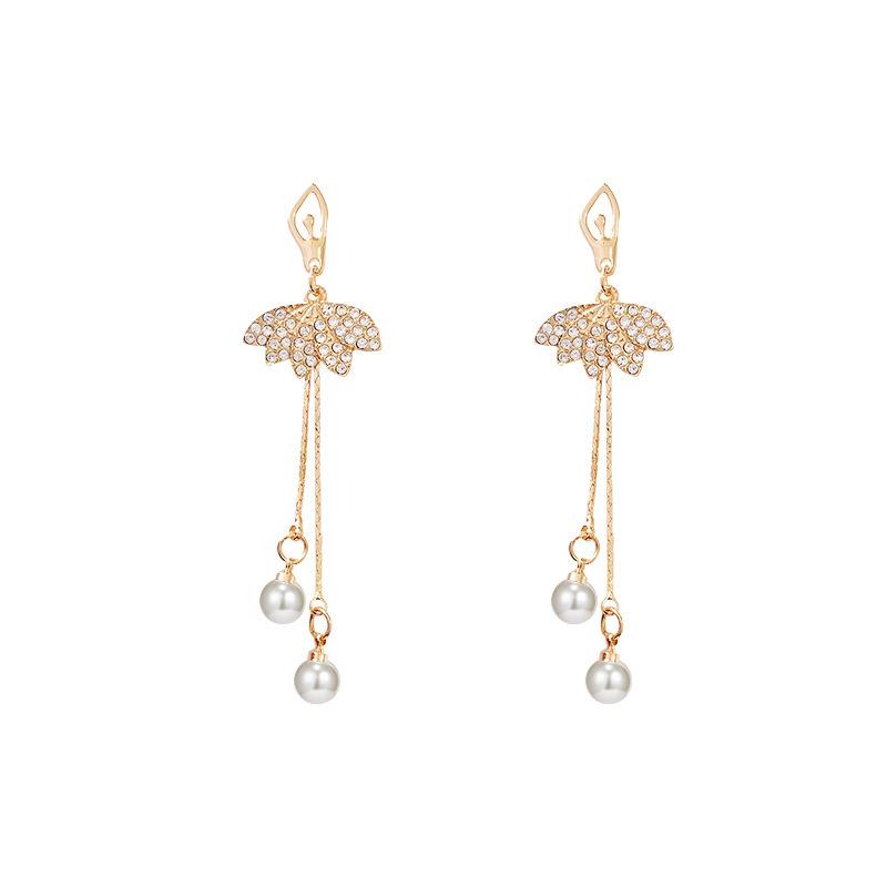 korean style long fringed pearl earrings sterling silver needle all-matching graceful dongdaemun ear rings internet hot earrings Item Picture
