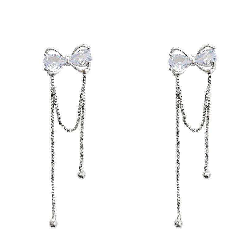 925 Silver Needle Long Fringe Earrings High-Grade Diamond-Embedded Light Luxury Temperament Ear Rings European and American Internet Hot Hot Item Picture