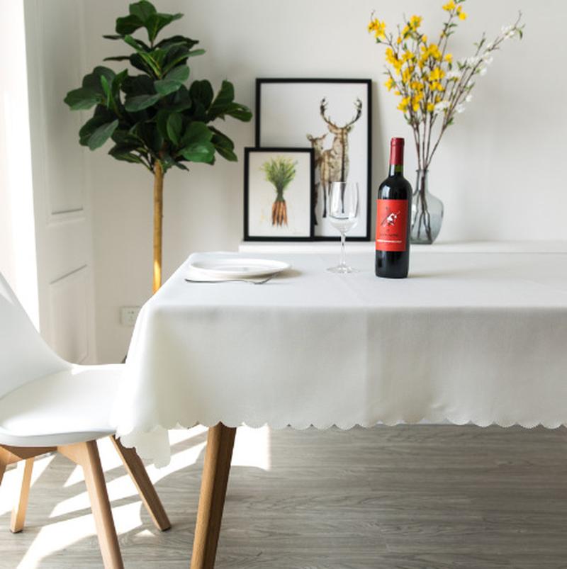 dining table cloth solid color white dining table cloth rectangular polyester meeting cloth rectangular table cloth details Picture