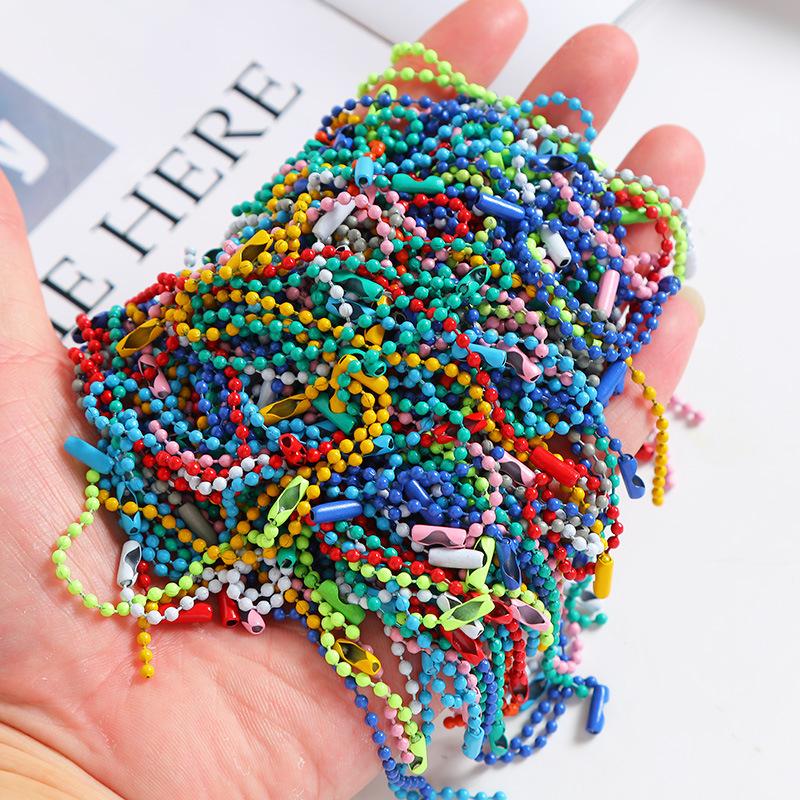 diy cream glue goka candy color bead necklace metal round beads bead necklace strips paint ball chain bead necklace key chain accessories details Picture