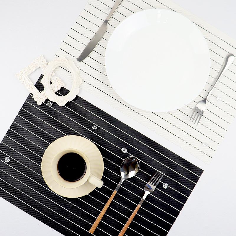 textilene placemat pvc table mat tablecloth mesh striped black and white teslin foreign trade popular style student table cloth placemat full figure