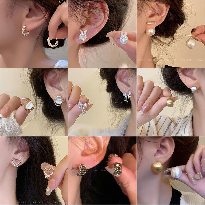 925 silver needle pearl zircon earrings female high sense niche temperament cold wind mori style earrings ear rings wholesale full figure