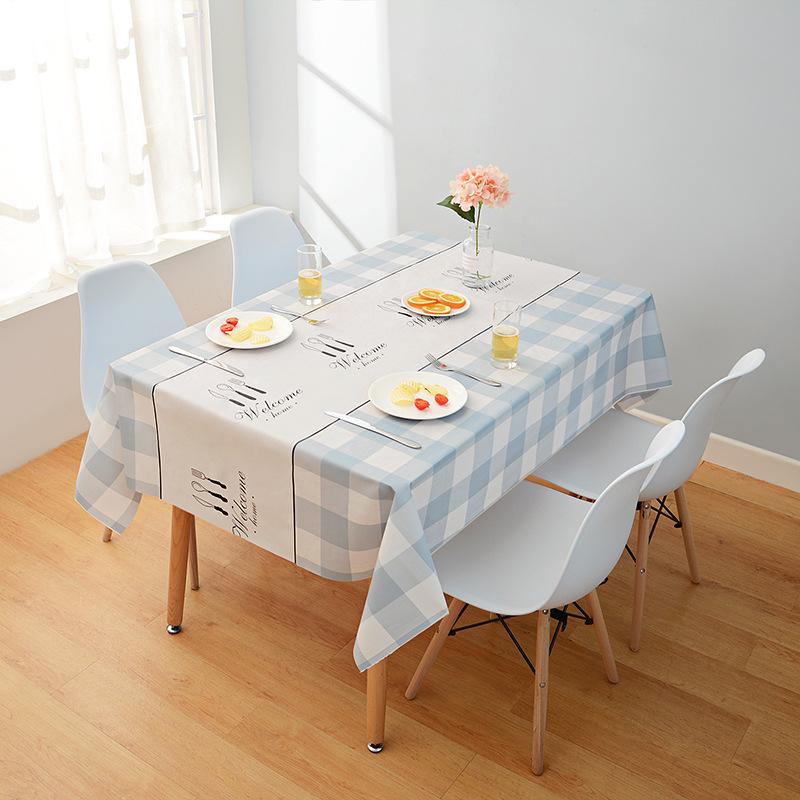 nordic tablecloth fabric waterproof heat proof and oil-proof disposable coffee table table cloth desk ins student tablecloth pvc net red details Picture
