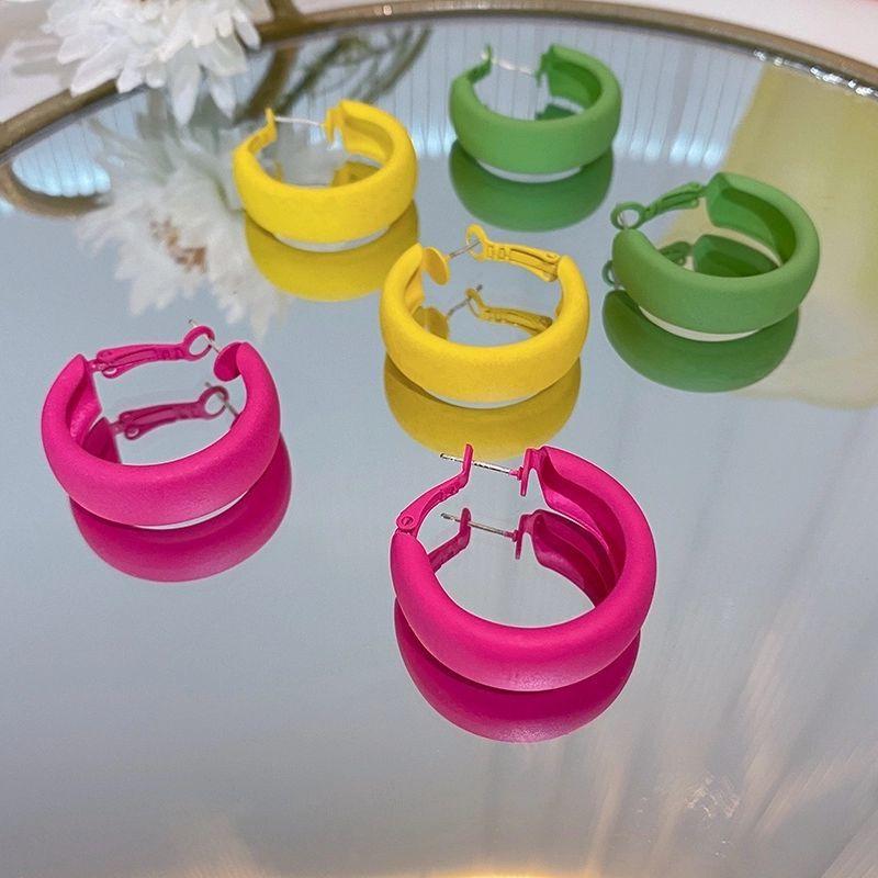 925 Silver Stud Earrings Geometric Earrings Macaron Color Summer Color Earrings 2021 New Candy Color C Type Ear Ring Women full figure