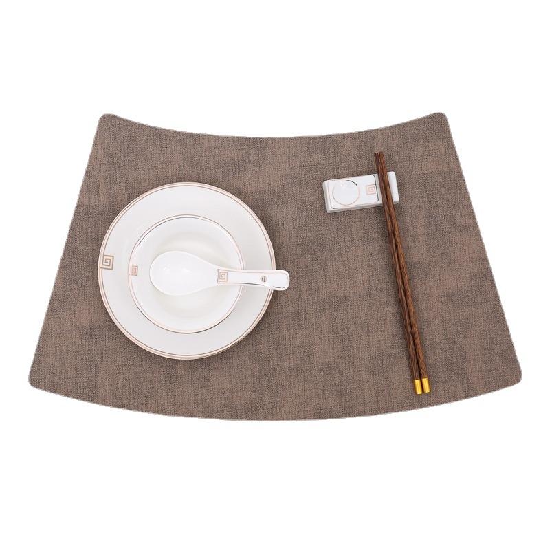 fan-shaped round table cloth pattern placemat leather pu table mat waterproof heat-resistant mat hotel western-style placemat tableware mat light luxury style Item Picture