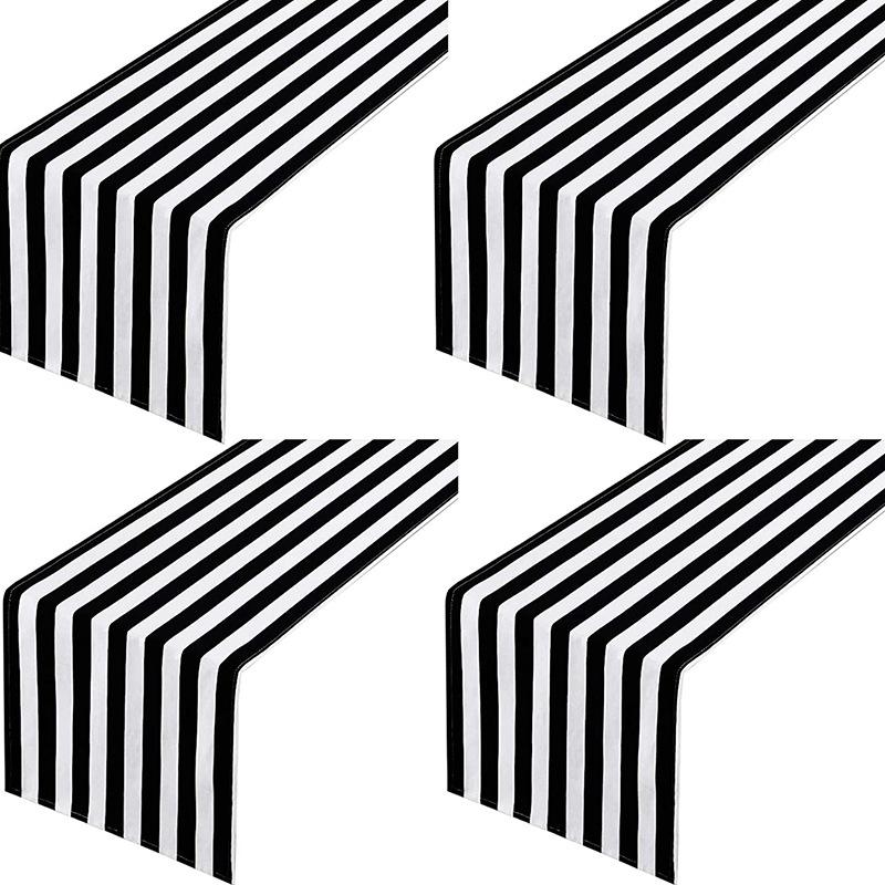 modern minimalist nordic new black and white striped table runner hotel light luxury table cloth coffee table shoe cabinet cover cloth bed runner Application Scenario