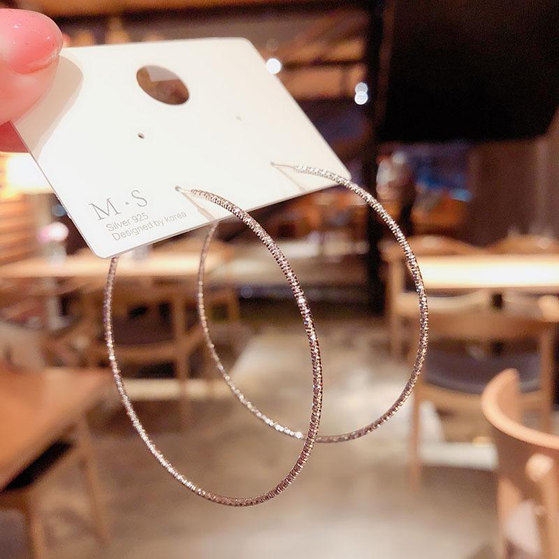 925 Silver Needle European and American Exaggerated Large Circle Earrings Simple Design Fashion Fine Circle Ear Ring Earrings women  Specification drawing