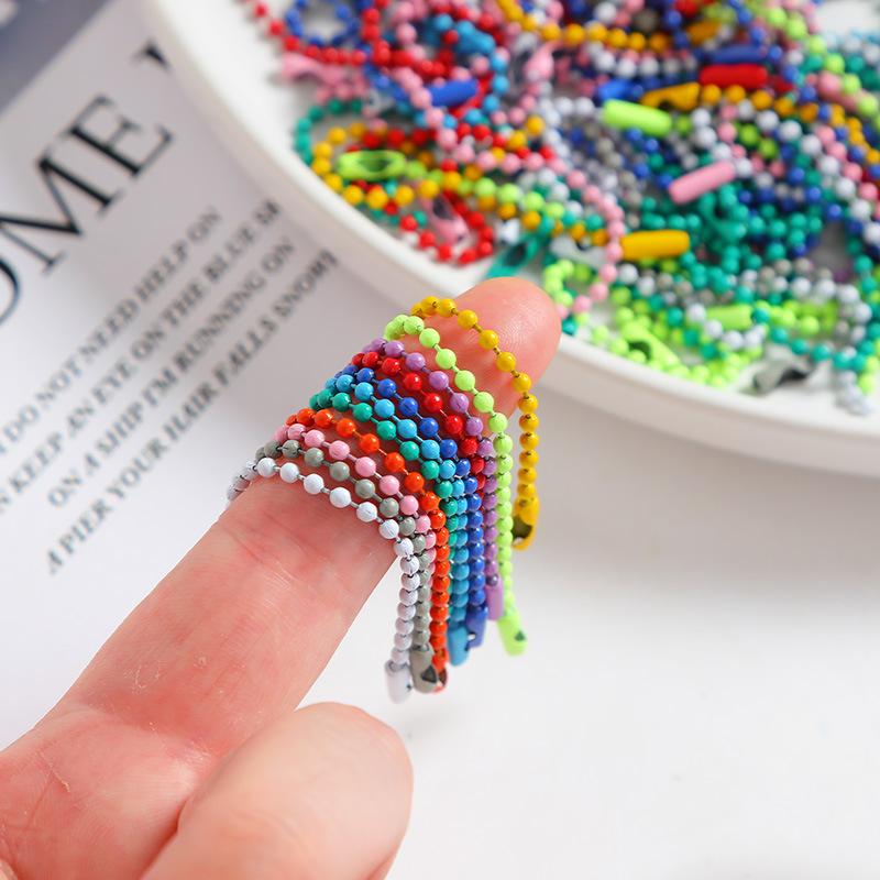 diy cream glue goka candy color bead necklace metal round beads bead necklace strips paint ball chain bead necklace key chain accessories Specification drawing