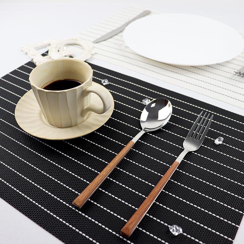 textilene placemat pvc table mat tablecloth mesh striped black and white teslin foreign trade popular style student table cloth placemat Specification drawing
