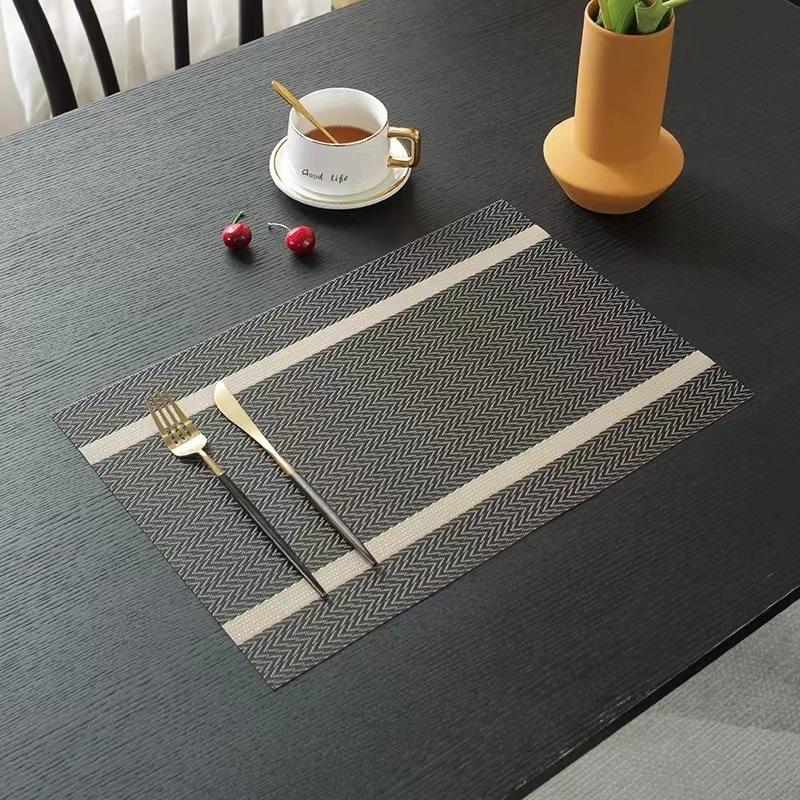 gold silk two horizontal strips heat proof mat non-slip and oilproof placemat western-style dining table table cloth coaster high quality placemat cross-border wholesale details Picture