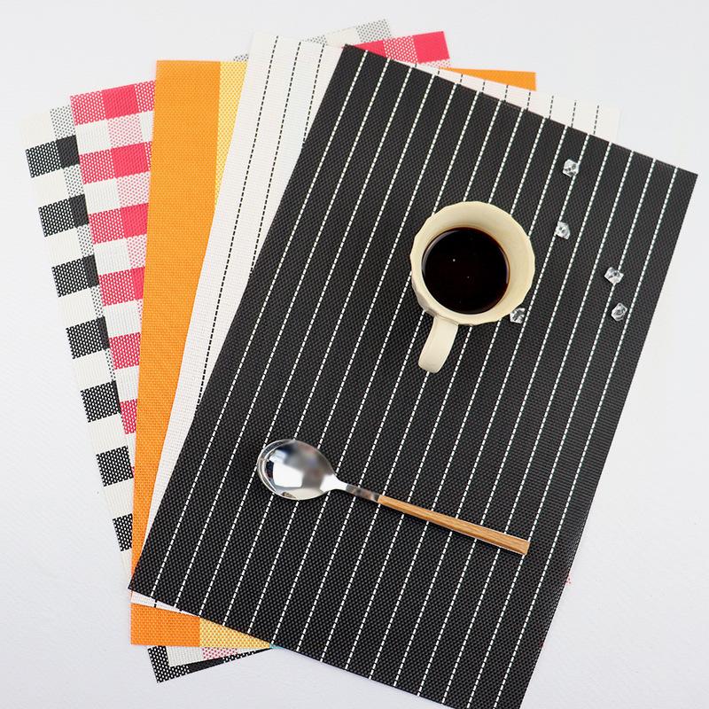 textilene placemat pvc table mat tablecloth mesh striped black and white teslin foreign trade popular style student table cloth placemat Application Scenario
