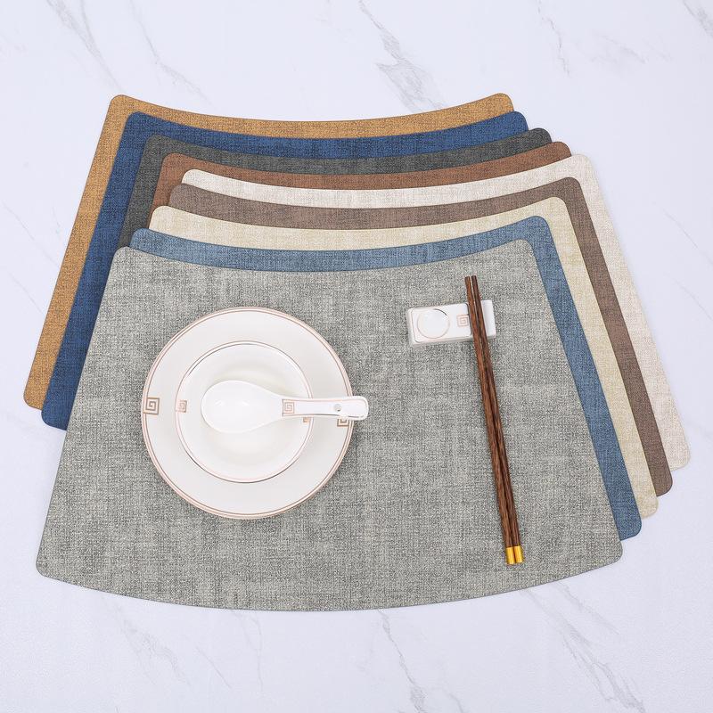 fan-shaped round table cloth pattern placemat leather pu table mat waterproof heat-resistant mat hotel western-style placemat tableware mat light luxury style full figure