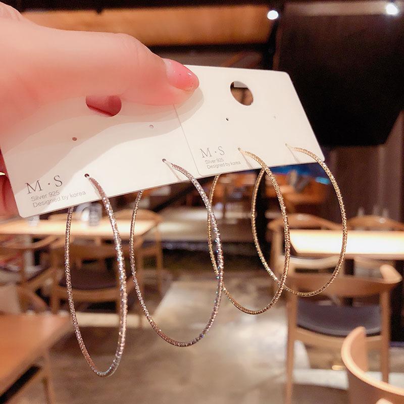 925 Silver Needle European and American Exaggerated Large Circle Earrings Simple Design Fashion Fine Circle Ear Ring Earrings women  full figure