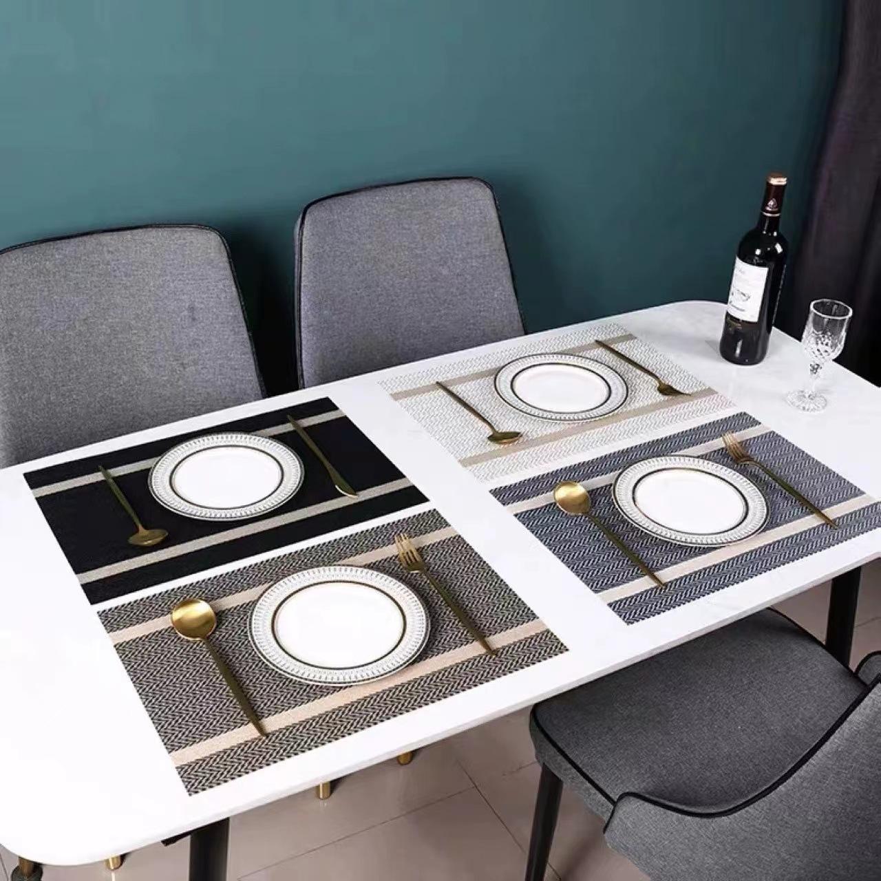 gold silk two horizontal strips heat proof mat non-slip and oilproof placemat western-style dining table table cloth coaster high quality placemat cross-border wholesale full figure