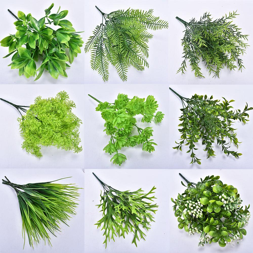 a variety of artificial plant 7 fork eucalyptus persian grass plastic artificial flower green plant bonsai artificial plant wall accessories