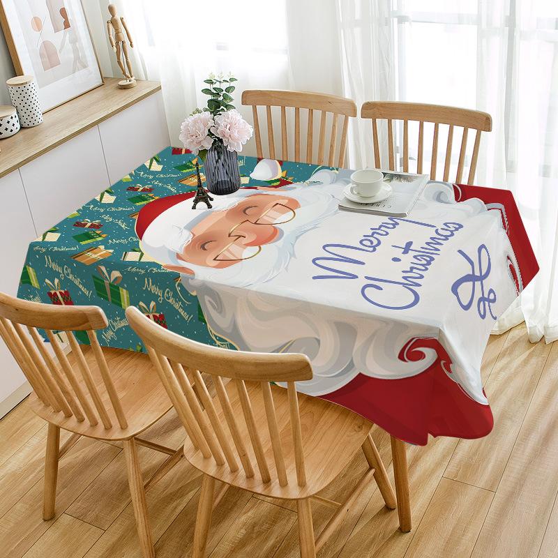 cross-border hot selling new christmas tablecloth christmas cartoon cotton linen tablecloth washable christmas waterproof table cloth square Application Scenario