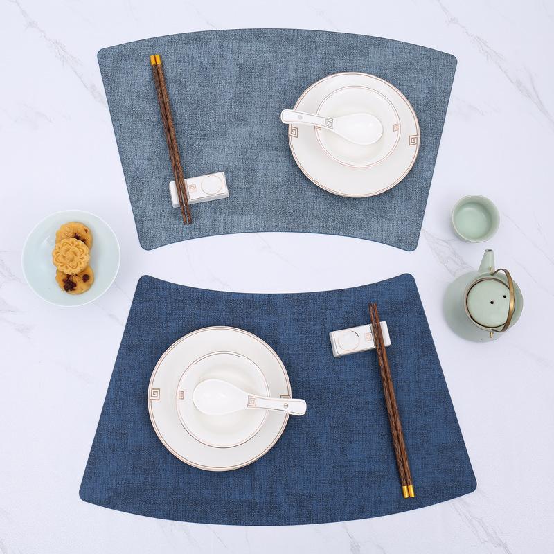 fan-shaped round table cloth pattern placemat leather pu table mat waterproof heat-resistant mat hotel western-style placemat tableware mat light luxury style Specification drawing