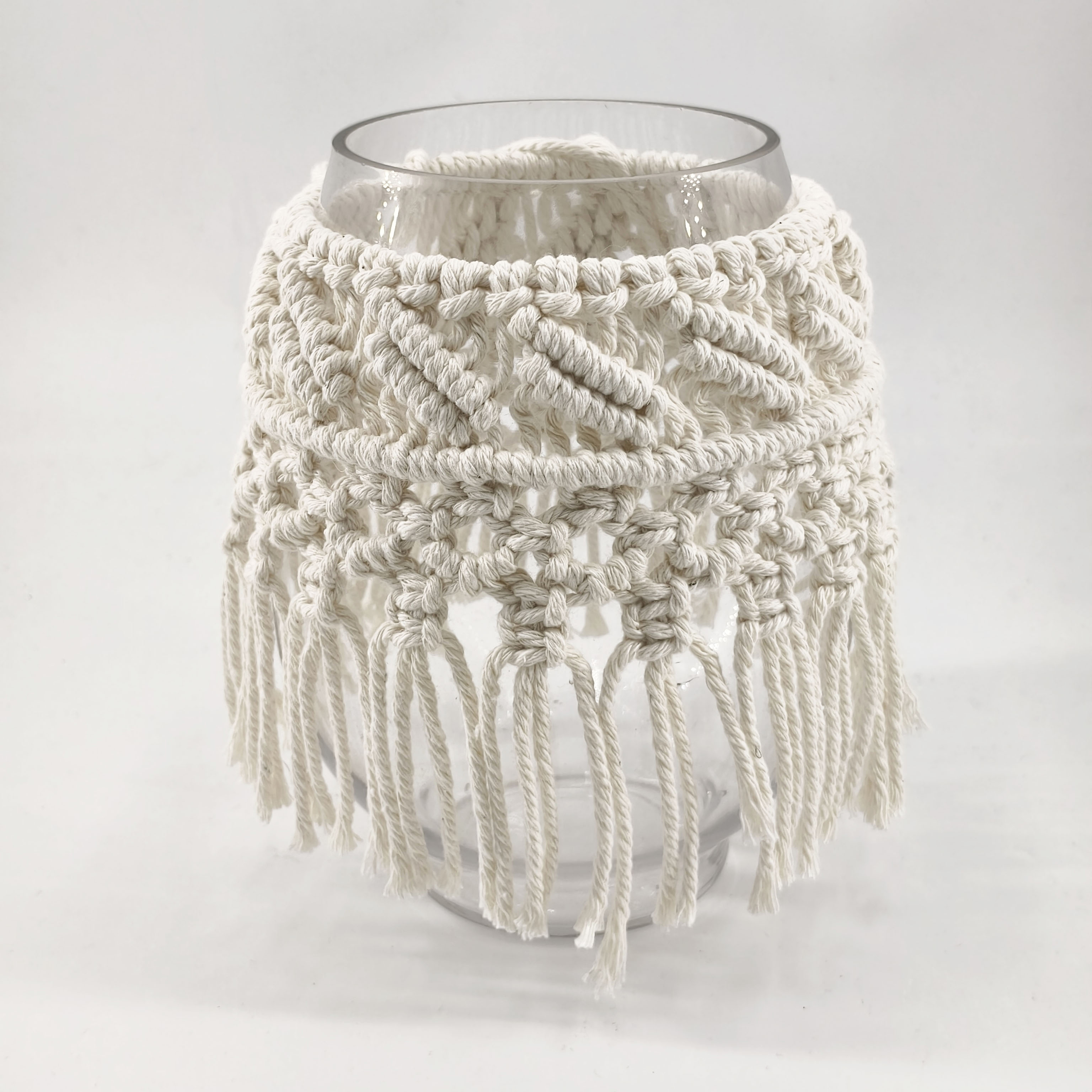Nordic-style candlestick hand-woven glass vase for living room and bedroom tabletop, cotton rope vase decorative item Item Picture