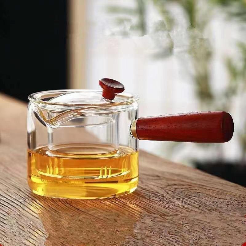 thickened glass teapot side handle black tea citrus tea teapot filter flower teapot tea infuser tea making