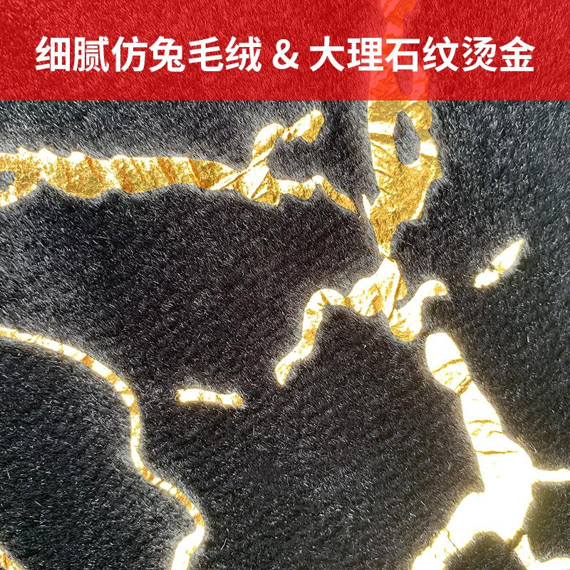foreign trade cross-border small rabbit fur gilding toilet three-piece floor mat toilet imitation rabbit fur marbling gilding carpet details Picture