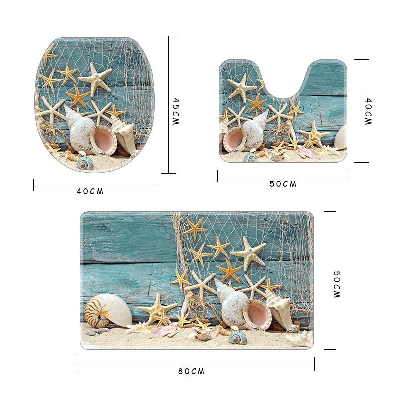 cross-border custom thickened flannel printed toilet three-piece floor mat foreign trade amazon toilet absorbent floor mat Item Picture