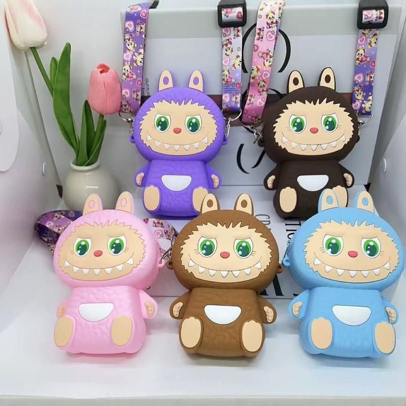 automobiles curtain cloth coin purse cartoon silicone bag kid's messenger bag shoulder bag labubu bag