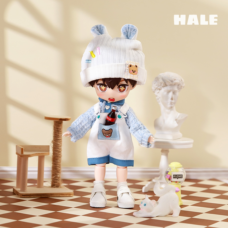 OB11 Blue Bear Overalls and sweater set 12 points for simple wear. BJD doll accessories GSC in stock available for wholesale details Picture