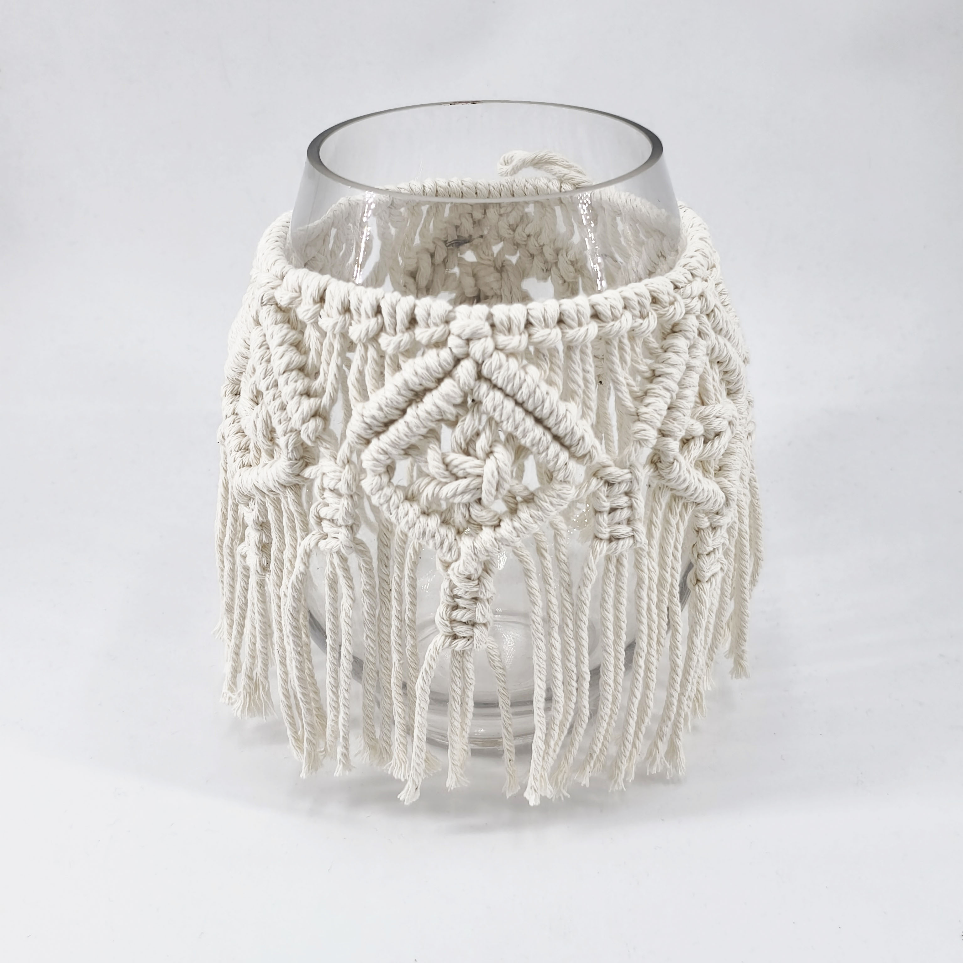 Nordic-style candlestick hand-woven glass vase for living room and bedroom tabletop, cotton rope vase decorative item Application Scenario