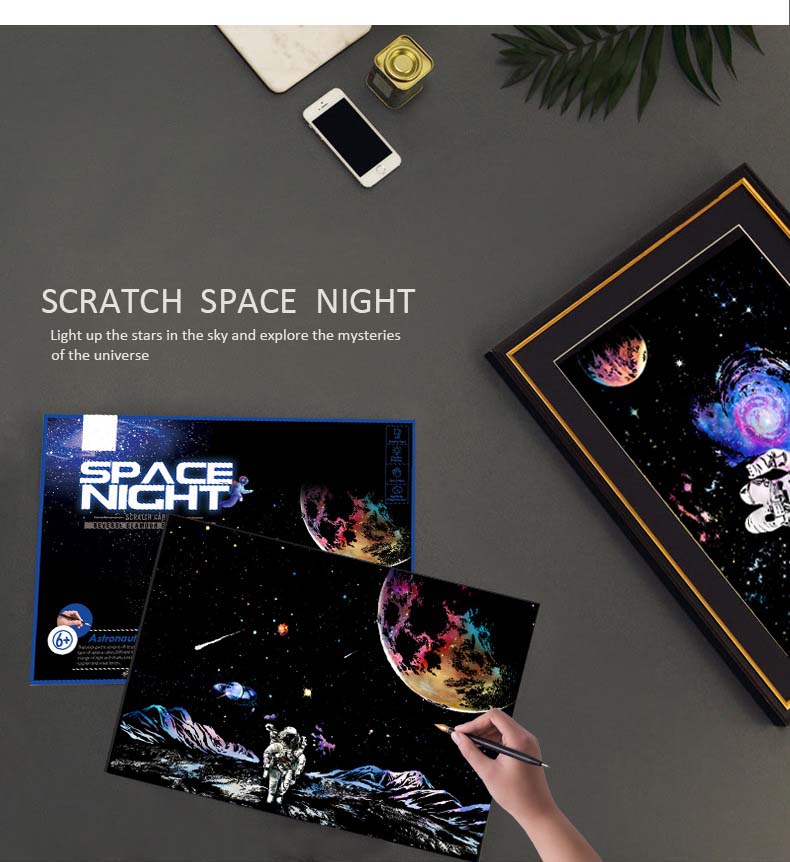 Space planet scratch-off night scene astronaut scratch-off pic 4